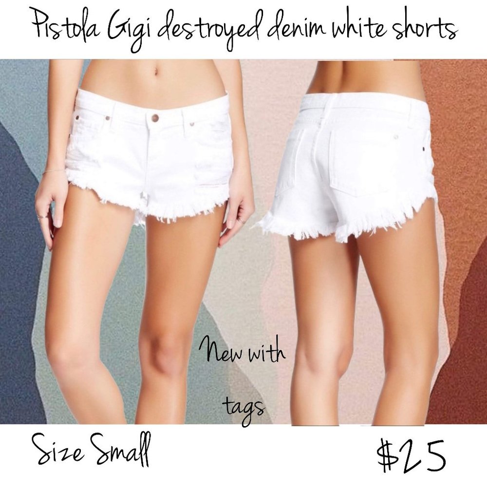 Pistola Gigi Destroyed Denim white shorts NWT Sm